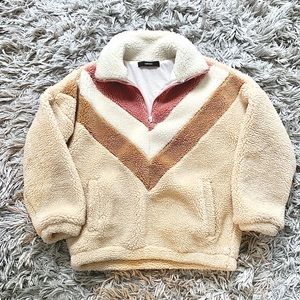 [Forever 21] Faux Shearling Jacket w/ Half Zip